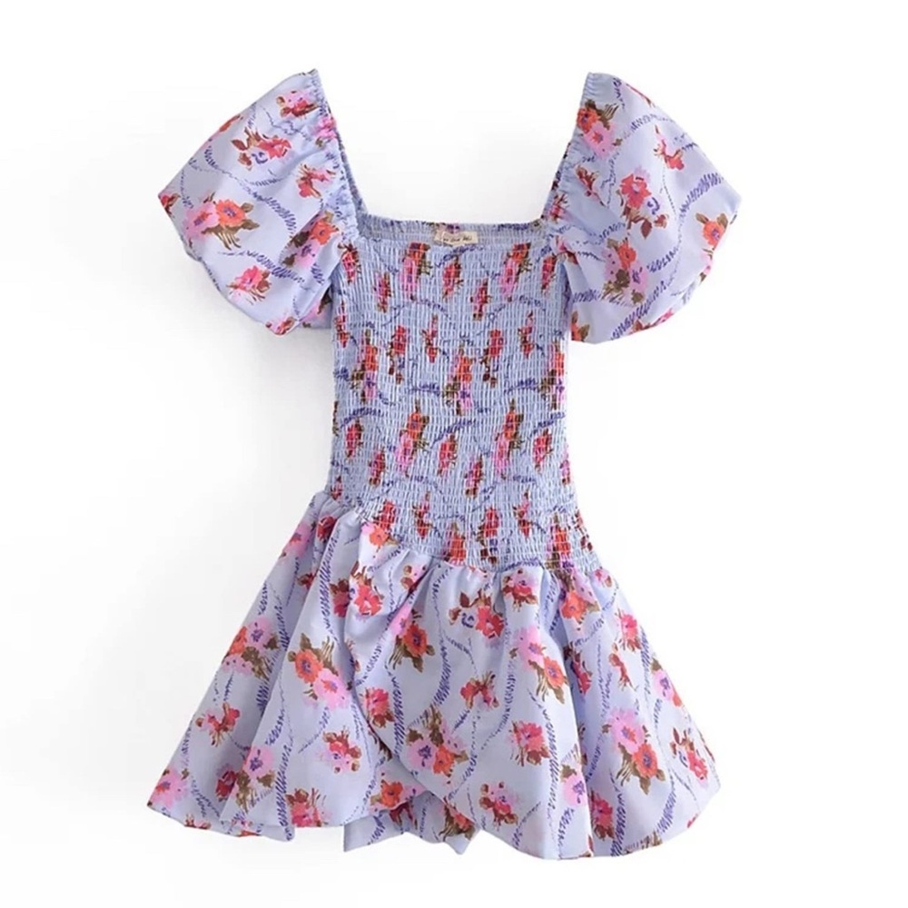 Floral Puff Sleeve Mini Dress